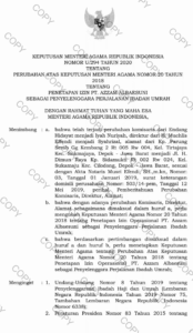 Sertifikat izin PPIU Haji Khusus Indonesia